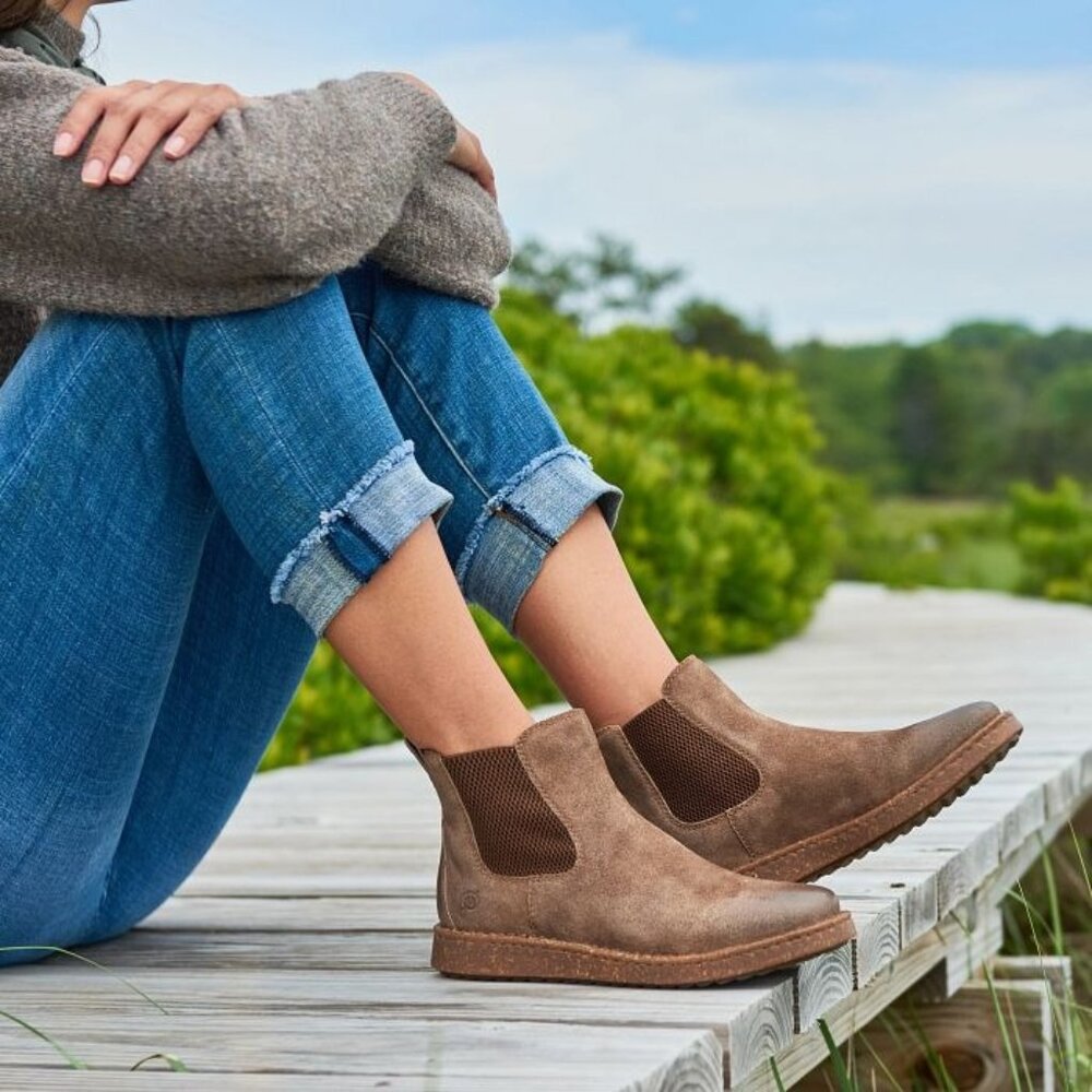 Born Tan Leather Ankle Booties
